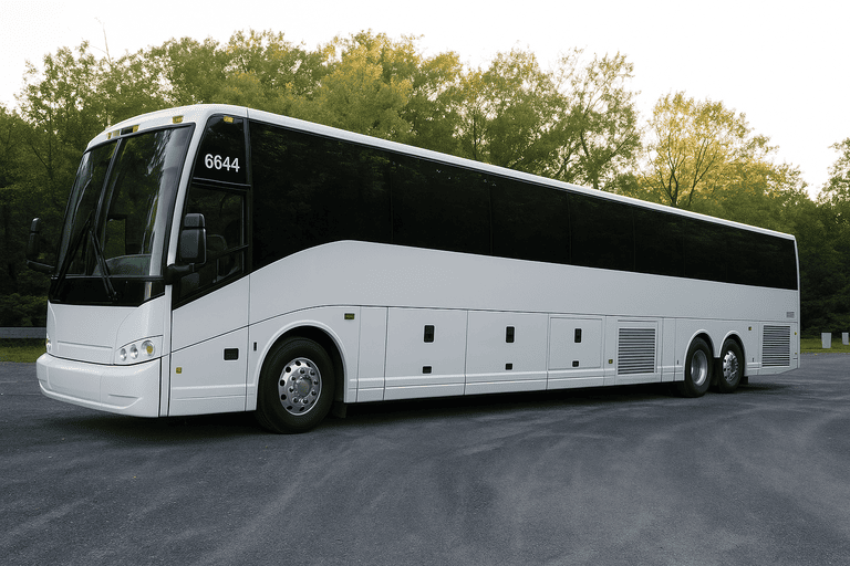 exterior of Charter Bus Rental Auburn coach bus